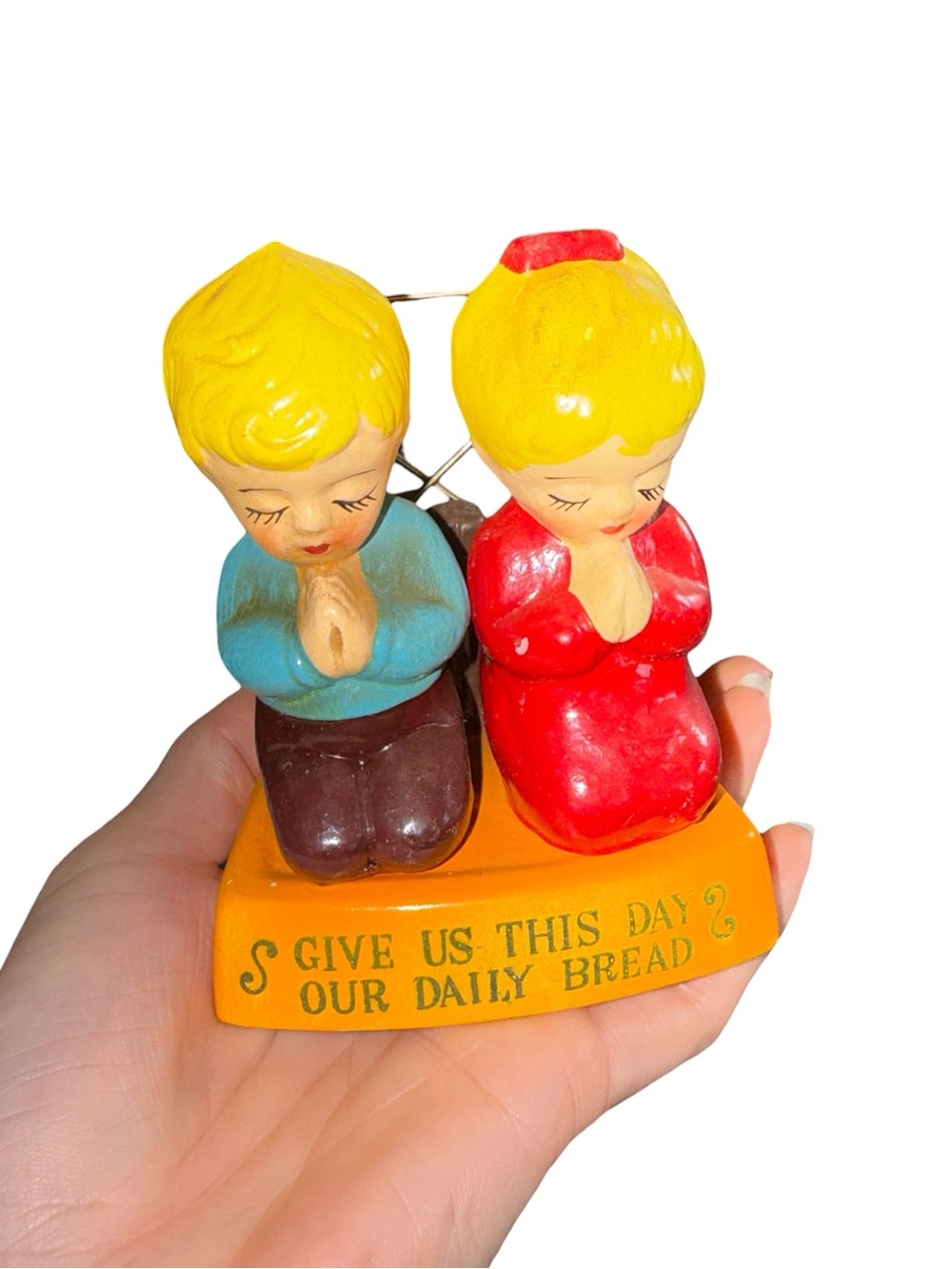 Vintage praying kid shakers with napkin holder